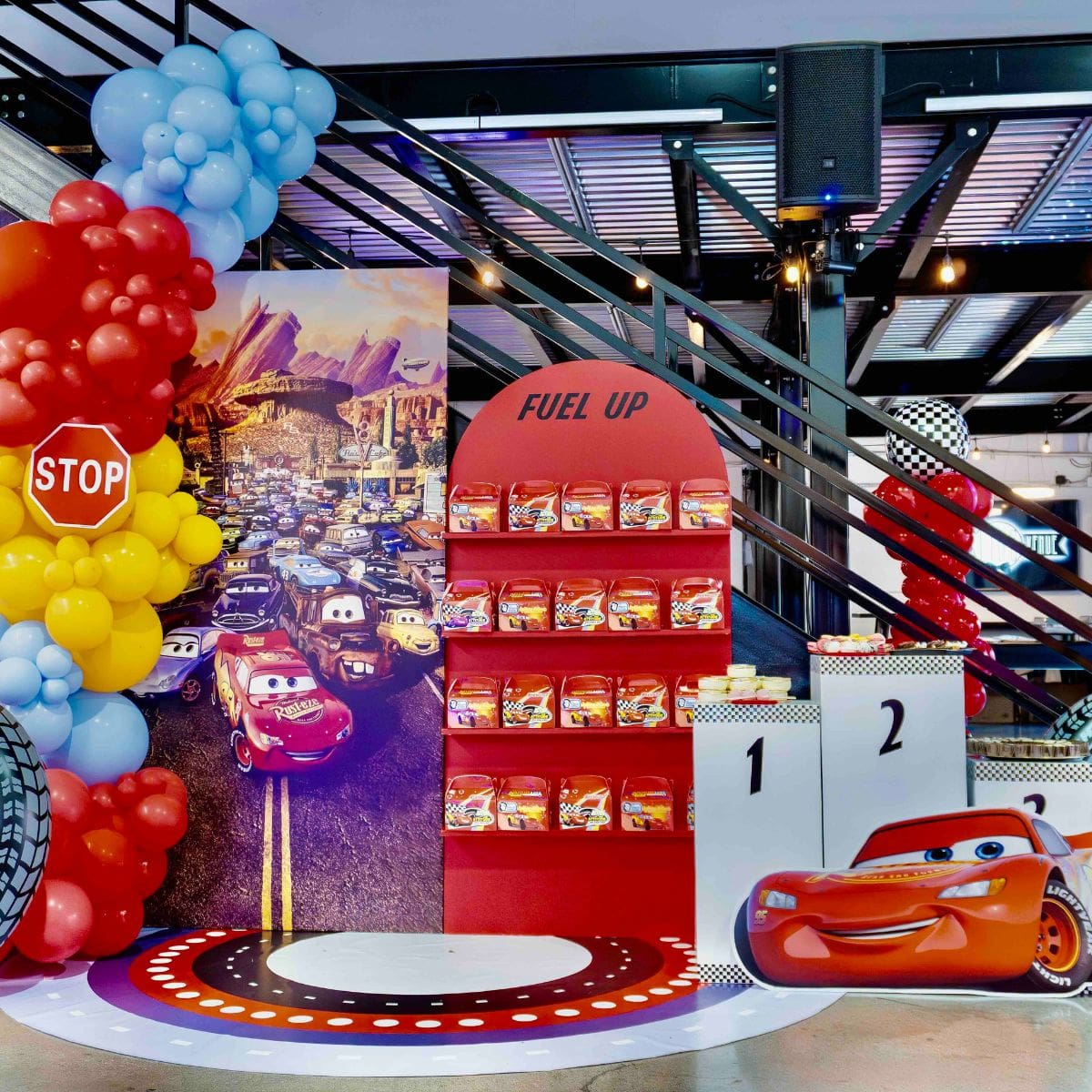 Kids party venue in Anaheim with themed balloon decor setup